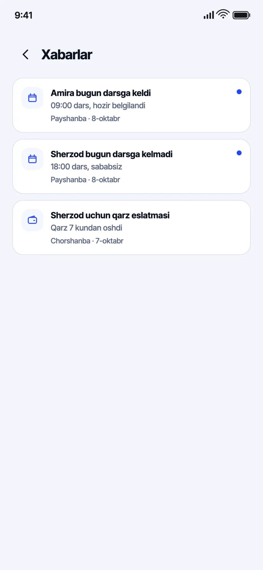 Ilmus Ota-ona: Xabarlar
